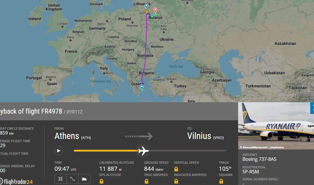 Letadlo Ryanairu bylo donuceno přistát v Minsku, byl zatčen cestující